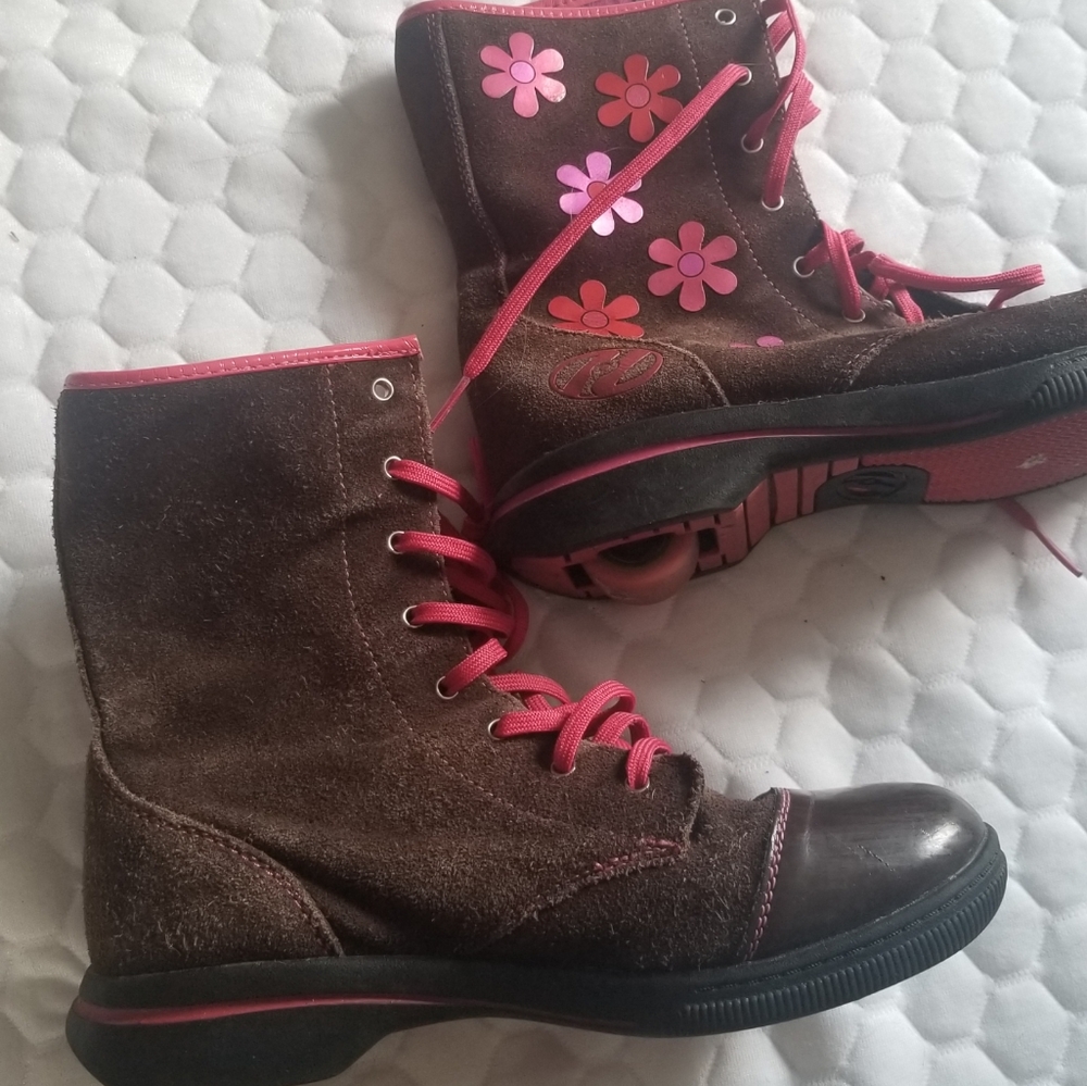 Brown and Pink Floral Heelys Boots